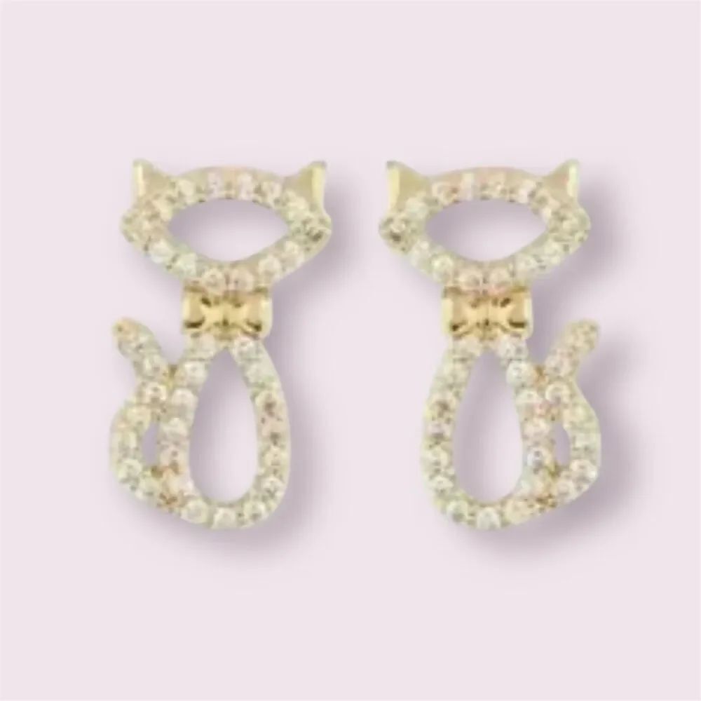 Kate Spade NEW Jazz things up pavé Cat earrings - gold/ clear